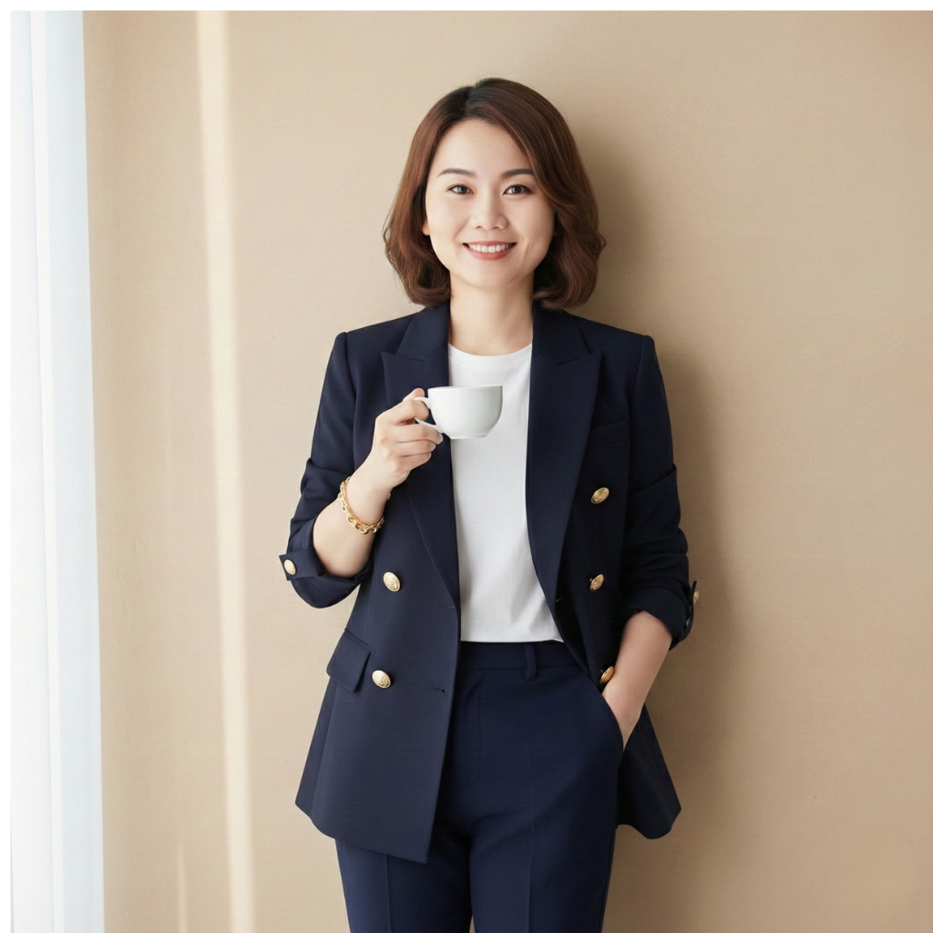 Weina Zhang portrait with warm background-Edmonton realtor Weina Zhang